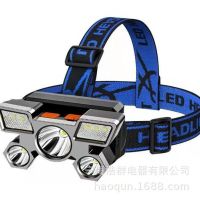 ไฟหน้า 5LED ไฟตกปลากลางแจ้งกำลังสูง USB ไฟหน้าแบบชาร์จไฟได้