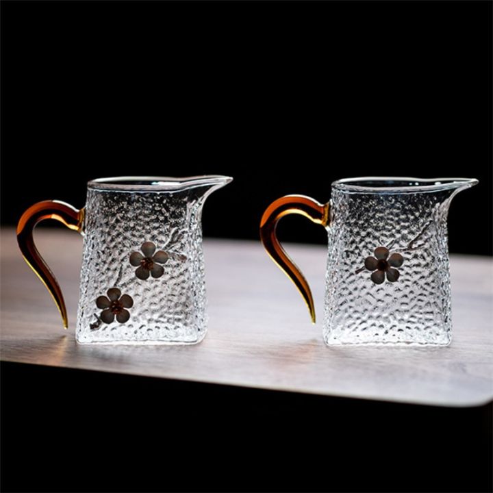 japanese-heat-resistant-large-glass-teapot-with-handle-creative-3d-plum-glass-teacup-transparent-hammer-pattern-chahai-drinkware