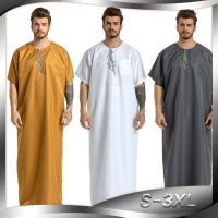 Traditional Arabic Men Islamic Clothing Jubba Thobe for Dubai Kaftan Embroidery Saudi Arabia