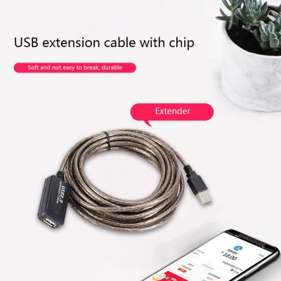 ”【；【-= USB Extension Cable With Chip High Speed USB 2 0 Active Repeater Booster Keyboard Printer Extender Cord 20M
