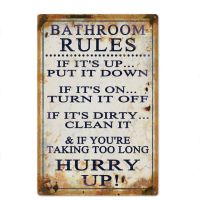 Décor tin sign spot stocks Plaque Vintage Metal Sign For Toilet Bathroom Restroom Retro Wall Stickers，size：20X 30cm