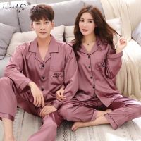 หรูหราชุดนอนสูทซาตินผ้าไหมชุดนอนชุดคู่ชุดนอนครอบครัว Pijama คนรักคืนสูทผู้ชายและผู้หญิงลำลองเสื้อผ้าที่บ้าน