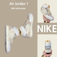 2023 Original （Real shot） J1 Mid A J 1 gray white 100 original sneakers, shoes, running shoes Skateboard shoes Sneakers running shoes