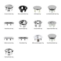 6 Pieces Modern Style Sink Overflow Cover Rings Kitchen Bathroom Basin Hole Cap Replacement Accessories Black hollow