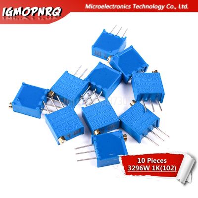 ✜﹍♙ 1lot 10Pcs 3296W-102 3296 1K ohm Multiturn Trimmer Potentiometer top control Adjustable Resistance 3296W 102 3296W-1-102LF