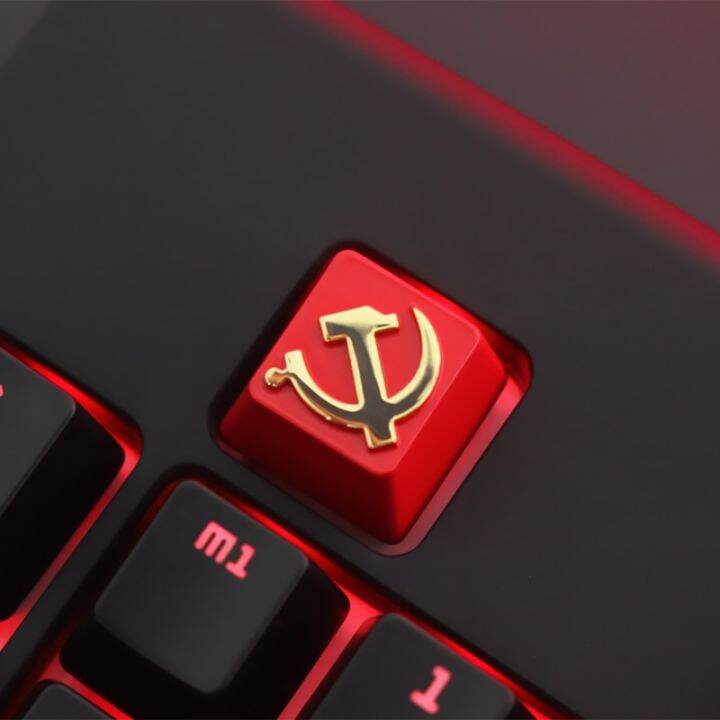 soviet-five-pointed-star-chinese-red-keycap-personalized-commemorative-embossed-aluminum-alloy-mechanical-keyboard-basic-keyboards