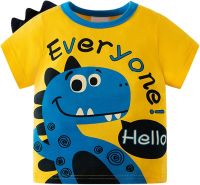 Toddler Boy Summer T Shirts Cute Cartoon Dinosaur Round Neck Tees Fashion Short Sleeve Tops Baby Boys Casual T Shirts Tops