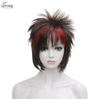 Synthetic Wigs punk Hairstyle Short Straight Hair BlackRed Wig Man StrongBeauty