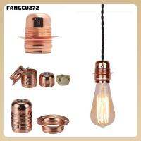 FANGCU272 แกนเซรามิกส์ ที่ใส่หลอดไฟ E27เอดิสัน โลหะผสมชุบโลหะ อุปกรณ์เสริมแสง DIY ซ็อกเก็ตไฟพร้อมวงแหวน เรโทร ฟันเต็มรูปแบบ ฐานโคมไฟสกรู บ้านในบ้าน