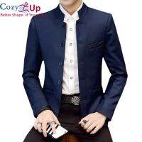 COZY แขนยาว Tunic Suit Retro ยืน Single-breasted Slim สูทแจ็คเก็ต