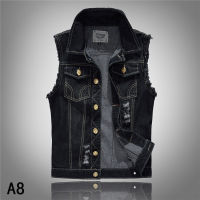 SUJผู้ชาย Slim Trend Black Denim Vest ขนาดใหญ่รถจักรยานยนต์เยาวชนเสื้อกั๊ก Vest