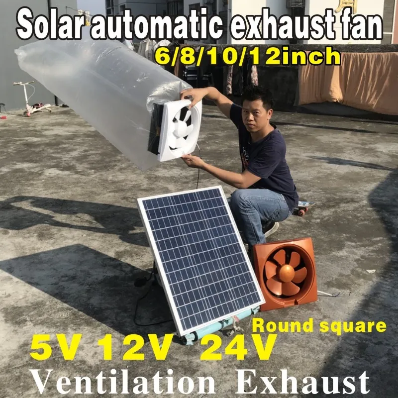 ♘ Solar energy fully automatic DC 12V exhaust fan household ventilation fan  lampblack 12 inch kitchen household outdoor RV villa roof pet room cooling  and dehumidification | Lazada
