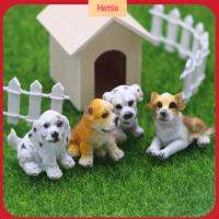 HATTIE 4PCS ตกแต่งลานสวน รูปปั้นสุนัขเรซิ่น ตกแต่งบ้านตุ๊กตา เหมือนจริงเหมือนจริง ตกแต่งสุนัขขนาดเล็ก น่ารักมากๆ โมเดลสุนัขขนาดเล็ก เดสก์ท็อป