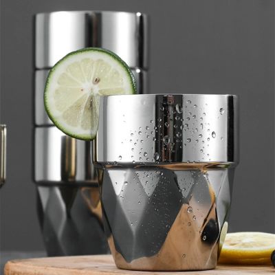 46PCS Stainless Steel Insulation Anti-scalding Diamond Mug Table Home Office Wine Beer Drinking Coffee Tea Cups With Cup Holder