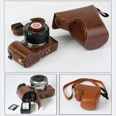 High quality PU leather Camera Bag Case Cover Pouch for Sony A6000 ILCE6000 A6300 ILCE-6300 NEX-6 16-50mm With Battery Opening