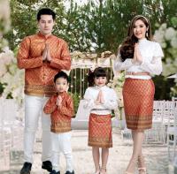 ชุดไทยประยุกต์ Suchada Set ชุดครอบครัว ชุดทำบุญ ชุดไทยสตรี ชุดไทย เสื้อลายไทย เสื้อเด็กผู้ชาย เสื้อลายไทยผู้ชาย ชุดลูกไม้