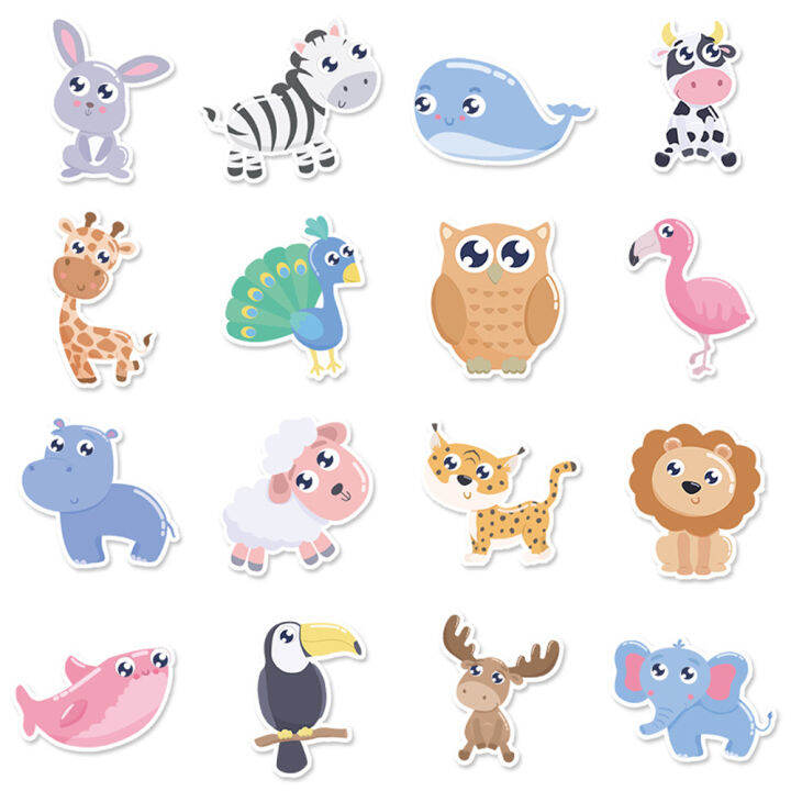 muya-50pcs-cute-animal-stickers-waterproof-cartoon-vinyl-stickers-for-laptop