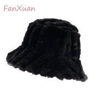New Bucket Hats for Women Winter Hats Faux Fur Fluffy Women Bonnet Thick Plush Bonnet for Young Lady Retro Art Harajuku Style