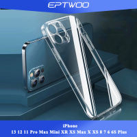 EPTWOO For iPhone 13 12 11 Pro Max Mini XR XS Max X XS 8 7 6 6S Plus Phone Case Crystal Transparent Clear Flexible Soft Gel TPU Cover Shell