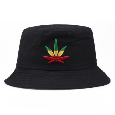 Maple Leaf Embroidered Folding Fisherman Sun Hat Outdoor Men Women Bucket Cap