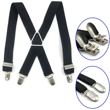 Men Suspender Elastic Adjustable Y Back 3 Metal Clips Comfortable Clothing  Accessories Heavy Duty Classic Black Unisex Male Female Suspender Belt for  Party 