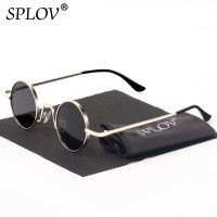 SPLOV Vintage Rap Kacamata Hitam Pria Wanita Punk Gaya Hip-Hop Kecil Bingkai Logam Bulat Kacamata Retro Gafas De sol Tidak