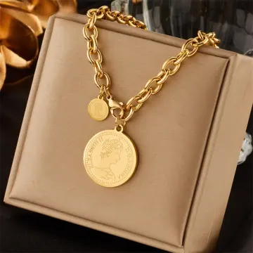 Gold chain coin on sale necklace