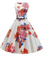 Floral Print Vintage Dress Women Summer Pin Up Elegant Party Rockbility Robe A-Line Office Sundress Vestidos