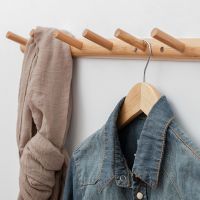 【YF】 Wooden Coat Hat Wall Hooks Hanger Clothes Bag Rack Storage