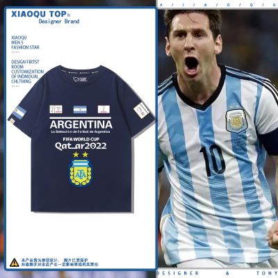 2022 กาตาร์ฟุตบอลโลกทีมชาติอาร์เจนตินา Messi ฉบับที่ 10 แขนสั้นแฟนชายและหญิงเสื้อยืดผ้าฝ้ายS-5XL