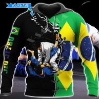 3D HOODIE-  2023 new design- JIU JITSU BRAZIL FLAG PERSONALIZED 3D Printed Zipper Hoodie Men Pullover Sweatshirt Hooded Jersey Tracksuits Outwear Coat Casual