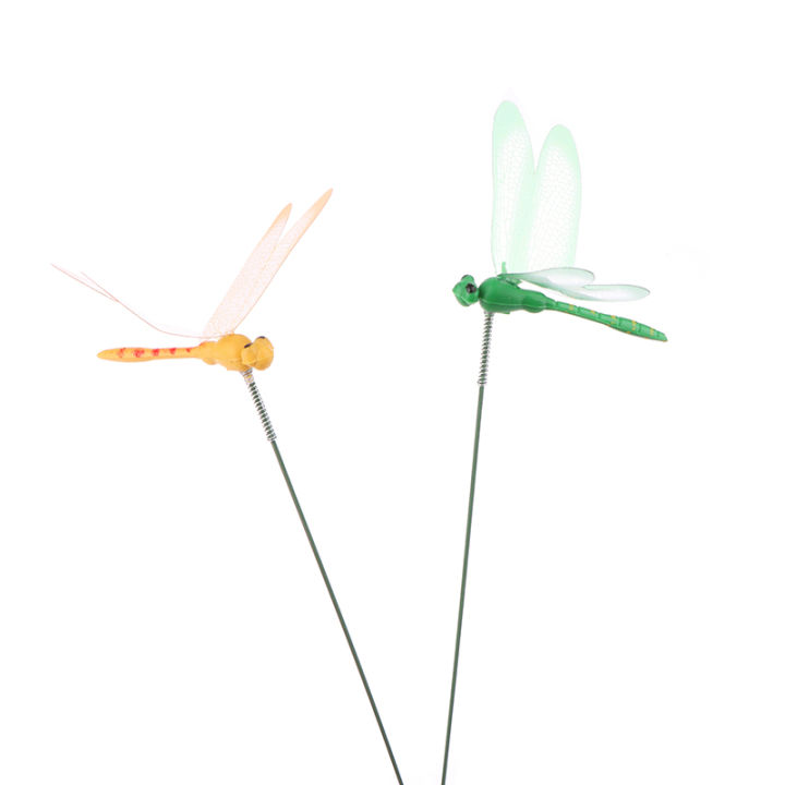 carmelun-ชุดแมลงปอใส่แท่งจำลอง24ชิ้นอุปกรณ์ตกแต่งสวนตกแต่งสวนพื้นหลังของตกแต่งบ้านแมลงปอ