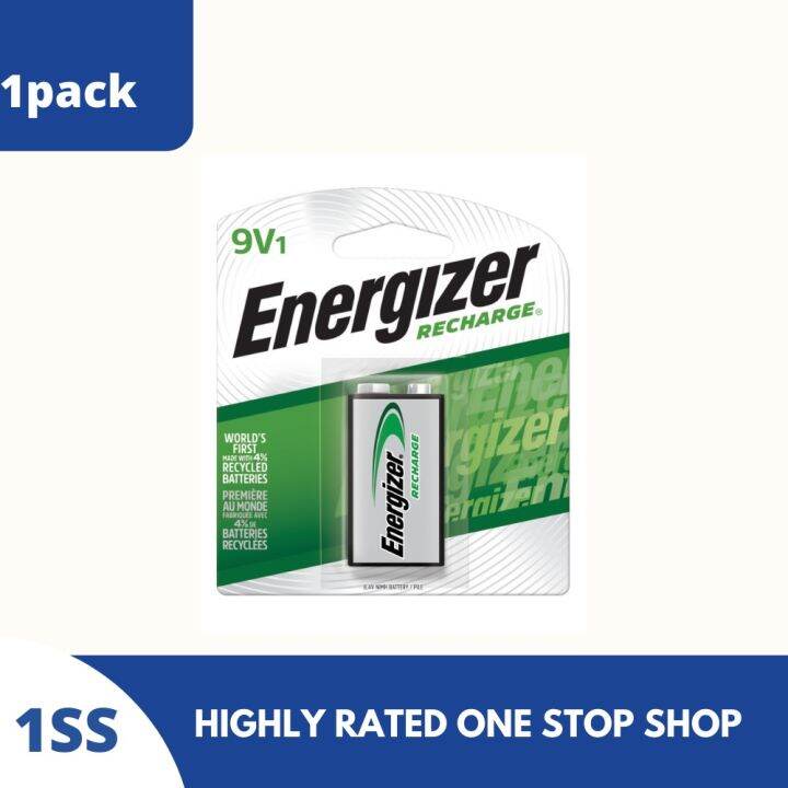 Energizer Recharge 9 Volt Battery (1 Pack), Rechargeable 9V Battery