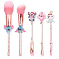 5pcs/lot Lilo and Stitch Cartoon Figure Makeup Brush Anime Cute Stitch Dolls Model for Women Girl Makeup Brush