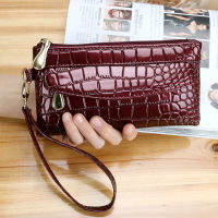 Women Long wallets leathers LADIES Double Zipper Wallet CLUTCH BAG Design Red purse BAG Crocodile purses included Long walls.female carteras