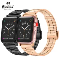 For Apple Watch Series 8 7 6 5 4 3 2 Slim Band Strap 40mm 44mm 42mm Black Stainless Steel Bracelet Strap Adapter for iWatch Band Straps