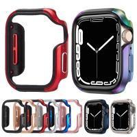 ดีไซน์ใหม่อะลูมินัมอัลลอย + TPU เคสสำหรับ Apple Watch Series 9 8 7 6 SE 5 4ฝาครอบ41มม. 45มม. 44มม. 40มม. กรอบกันชนสำหรับ Apple กรอบนาฬิกา