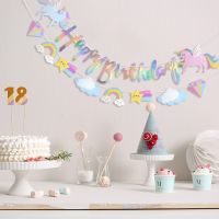 Happy Birthday Unicorn Garland Rainbow Happy Birthday Banner - Happy Birthday - Aliexpress