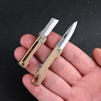 LiTuiLi Mini Brass Folding Knife Keychain Stainless Steel Pocket Knives Small Utility Craft Wrapping Box Paper Envelope Cutter Adhesives Tape