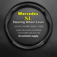 dvvbgfrdt Car PUleather For Mercedes Benz SL Steering Wheel Cover Leather Carbon Fit SL300 SL350 SL500 Grand Edition 2004 2008 2010 2011