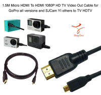 Micro HDMI เข้ากับ HDMI 1080P HD TV สายวิดีโอออกสำหรับ GoPro Hero 11/10/9/8/7/6/5/4/3 SJCam YI และกล้องอื่น ๆ เพื่อรับชมโทรทัศน