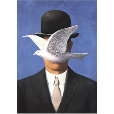 Magritte Man In A Bowler Hat ผ้าใบ Wall Art ภาพวาดตกแต่งบ้านสำหรับตกแต่งห้องนั่งเล่น