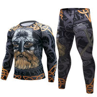 ใหม่โจรสลัดผู้ชายบีบอัดเสื้อยืดแฟชั่น3D ตัวละครเกมพิมพ์แขนยาว Rashguard MMA ท็อปส์ข้ามออกกำลังกายถุงน่องเสื้อยืด