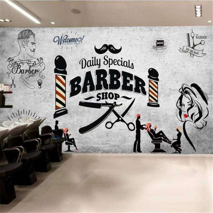 Custom Wall Paper Wallpaper 3d Mural Retro Hair Salon Trend Hairstyle