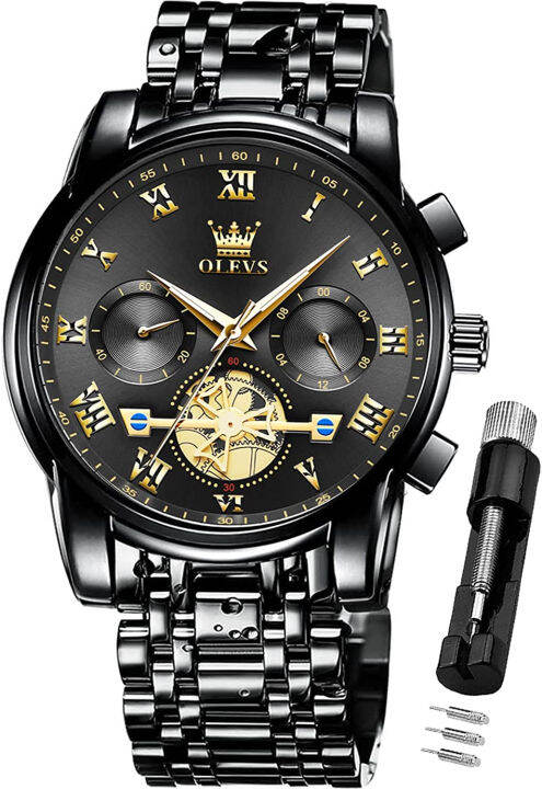 olevs-mens-watches-chronograph-business-dress-quartz-stainless-steel-waterproof-luminous-date-wrist-watch-all-balck-wrist-watch