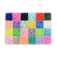 4000Pcs 6mm Clay Beads for Jewelry Making Bracelet Kit,Flat Round Heishi Beads DIY Handmade with Christmas Charm Accessories