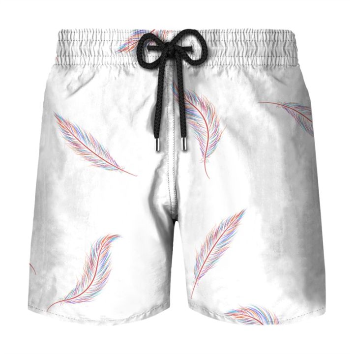 casual-3d-feathers-printed-beach-shorts-pants-summer-hawaii-vacation-swimsuit-men-surf-board-shorts-kids-ice-shorts-swim-trunks