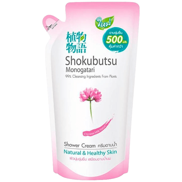 fernnybaby-โชกุบุสซี-โมโนกาตาริ-ชนิดถุง-shokubutsu-monogatari-500ml-สูตร-ครีมอาบน้ำโชกุบุสสึ-ถุง-สีชมพู-500-มล
