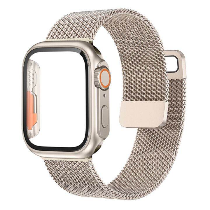 glass-case-strap-for-apple-watch-band-40mm-44mm-45mm-41mm-45-44-mm-cover-milanese-loop-bracelet-correa-iwatch-series-7-se-45-6-8-straps