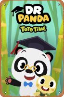 ASIOADWNA Dr. Panda TotoTime (ละครโทรทัศน์2017-) ป้ายโลหะย้อนยุคสำหรับสโมสรสวนกลางแจ้งในร่มโปสเตอร์โลหะศิลปะตกแต่งผนังบ้านวินเทจ8X12นิ้ว